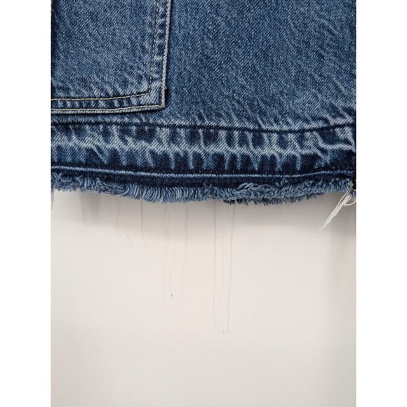 Guess ECO Denim Cargo Mini Skirt Size 25 Y2K Utility Streetwear Frayed Festival - Picture 5 of 13